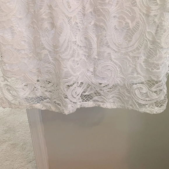 TACERA Ivory dress L w/sheer arm & hem Double bell sleeves NWT knee length - Picture 7 of 9